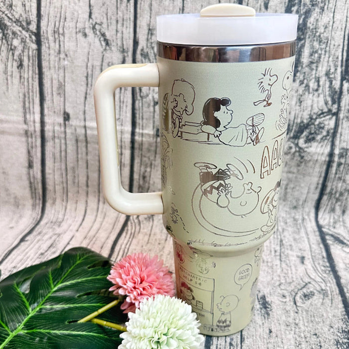40 Oz Stainless Steel Cartoon Printed Tumbler With Handle