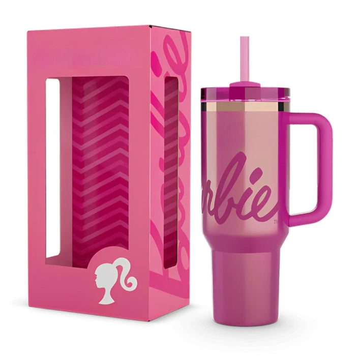 Barbie Inspired Tumbler With Handle And Straw