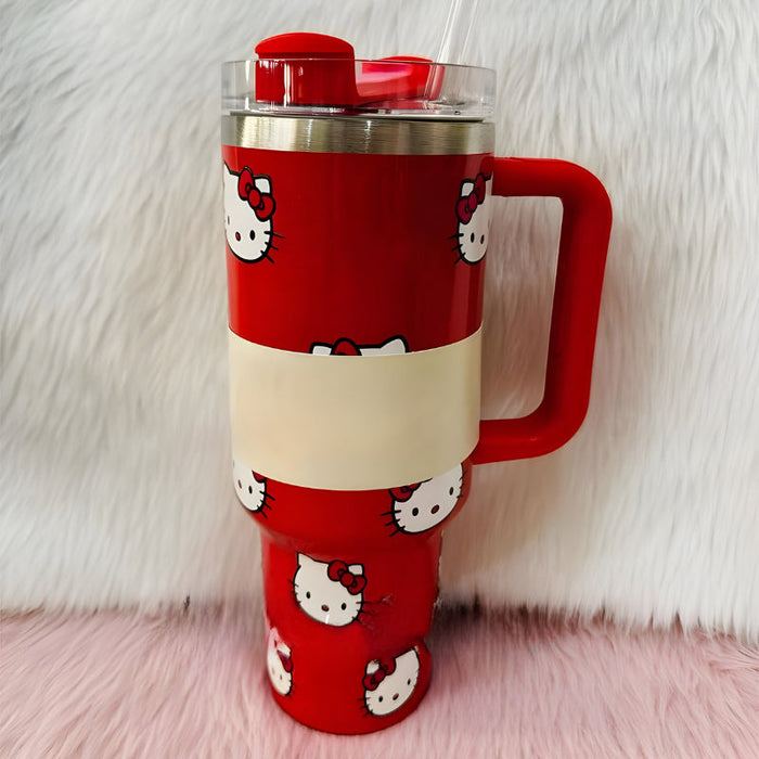 40Oz Hello Kitty Tumbler With Handle And Straw