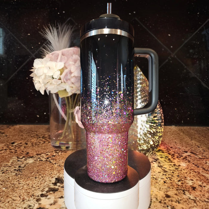 Personalized Glitter Tumbler With Handle