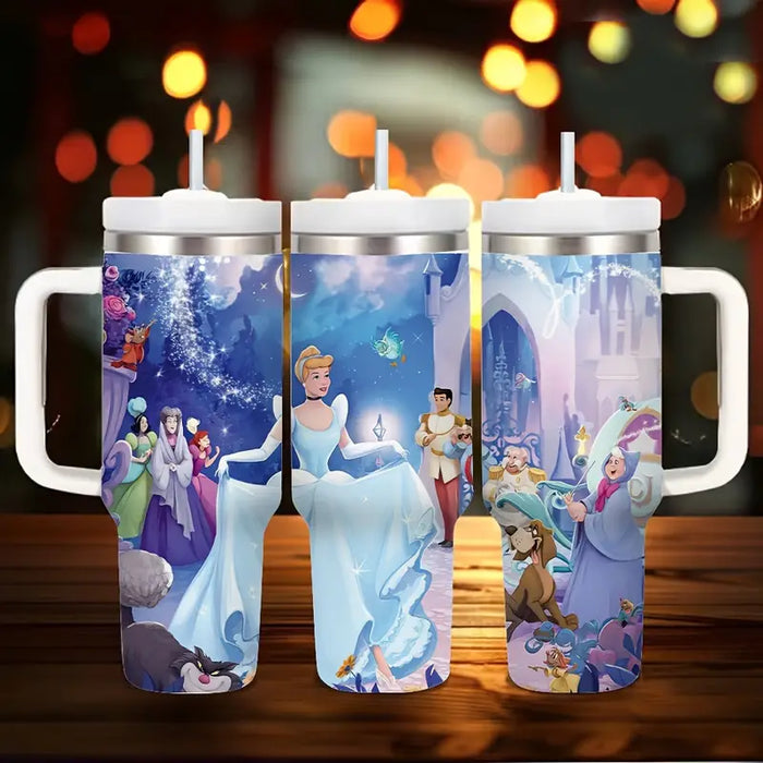 Cinderella 40oz Insulated Tumbler With Handle And Straw