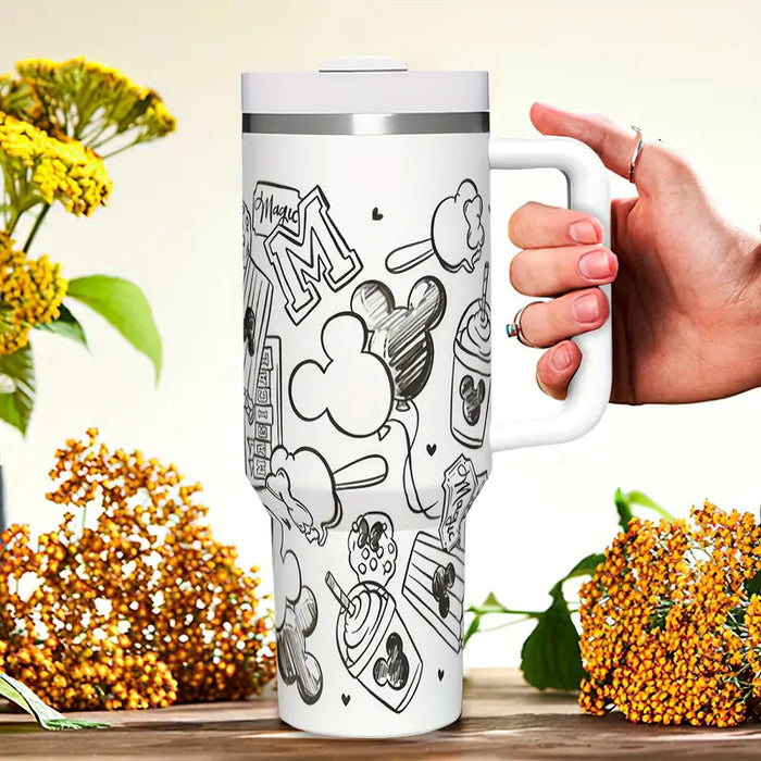 Mickey Doodle 40oz Insulated Tumbler With Handle