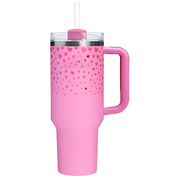 40Oz Insulated Tumbler With Handle And Straw