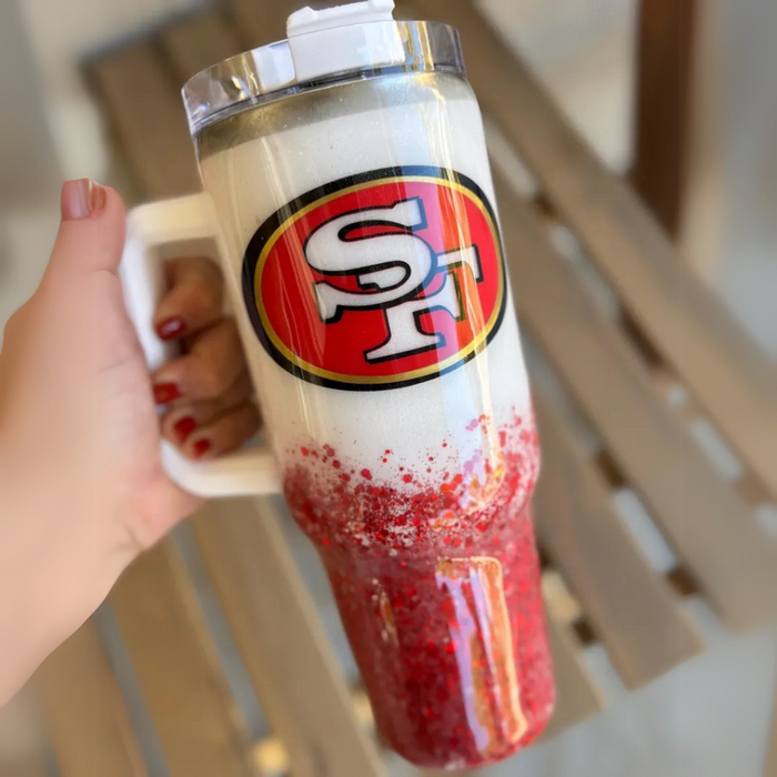 San Francisco 49ers Glitter Gradient Travel Tumbler