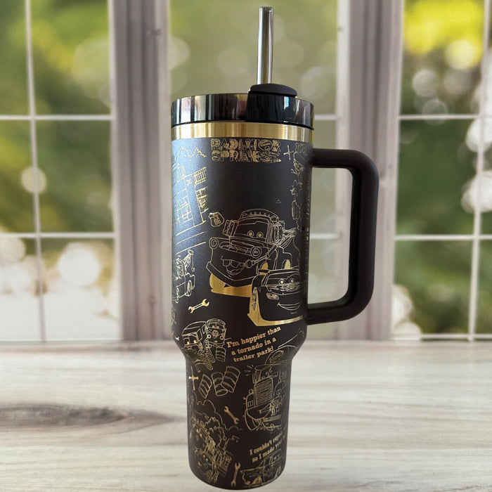 Adventure Inspired 40oz Tumbler With Laser Engraved Car Graphics