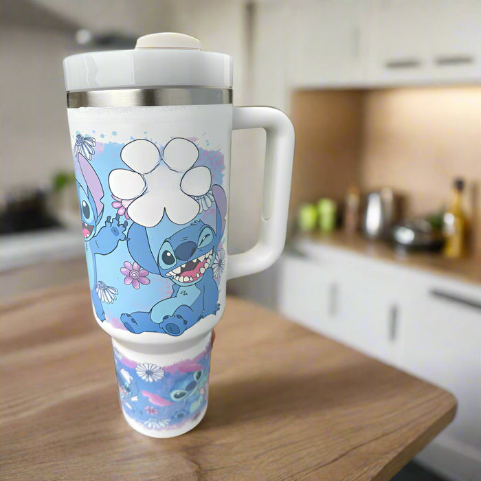 40oz Floral Stitch Cartoon Character Printed Tumbler