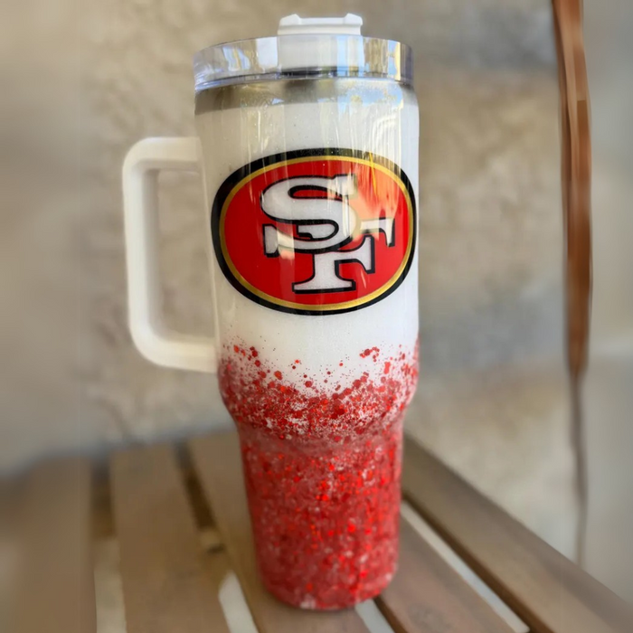 San Francisco 49ers Glitter Gradient Travel Tumbler