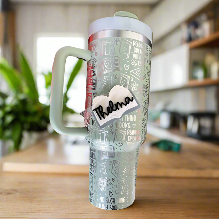 Personalized Book Design Tumbler With Handle