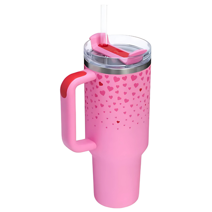 40Oz Insulated Tumbler With Handle And Straw