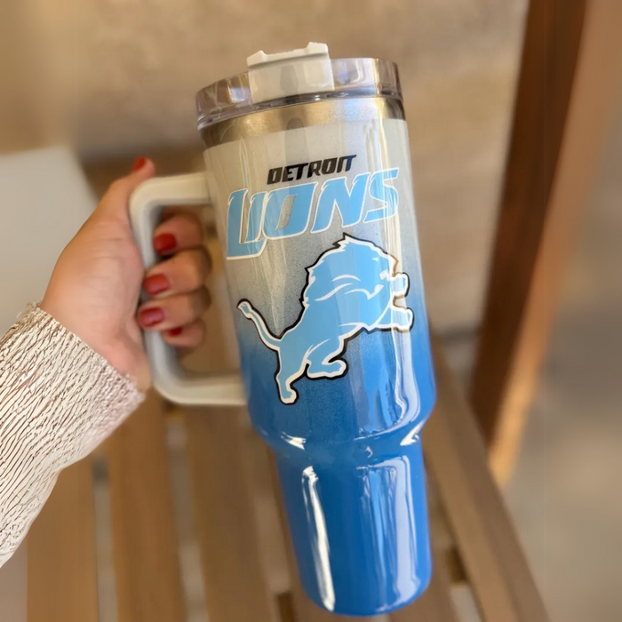 Detroit Lions Football Team Logo Printed Insulated Tumbler