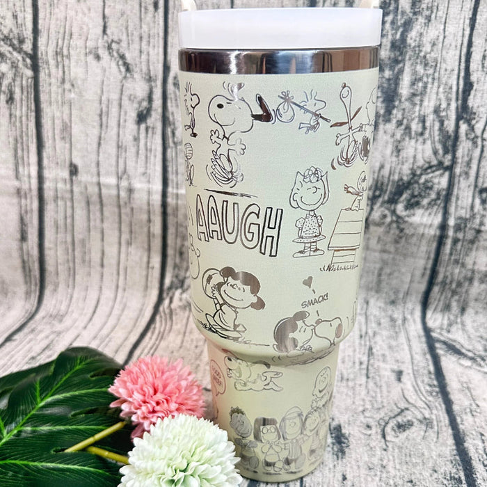 40 Oz Stainless Steel Cartoon Printed Tumbler With Handle