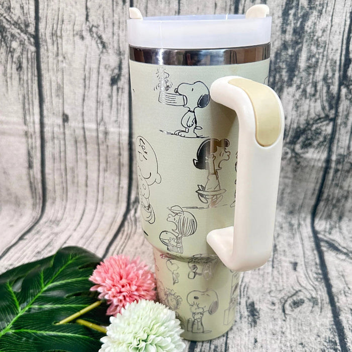 40 Oz Stainless Steel Cartoon Printed Tumbler With Handle