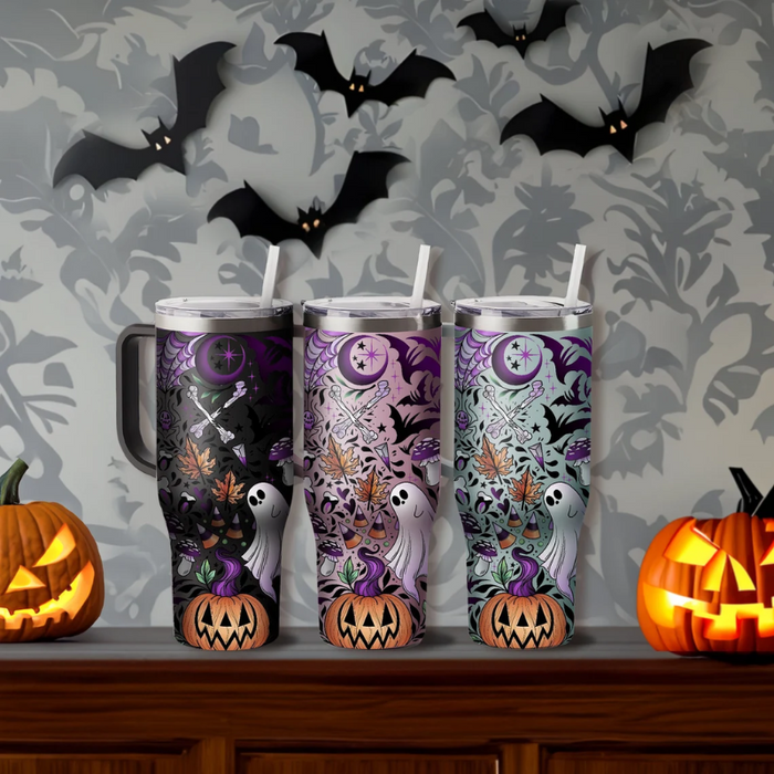 Custom Name Halloween Themed Tumbler With Handle