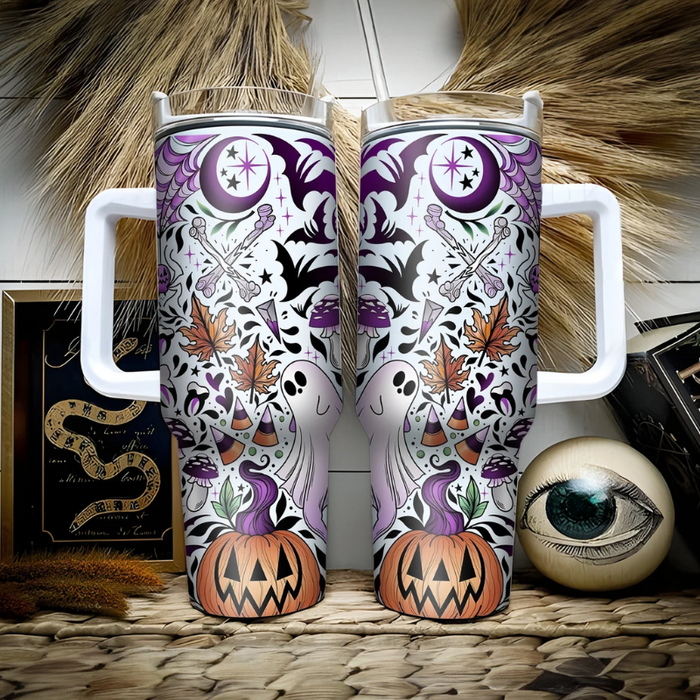 Custom Name Halloween Themed Tumbler With Handle