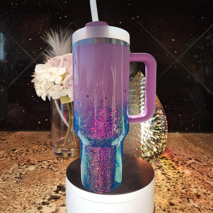 Personalized Glitter Tumbler With Handle