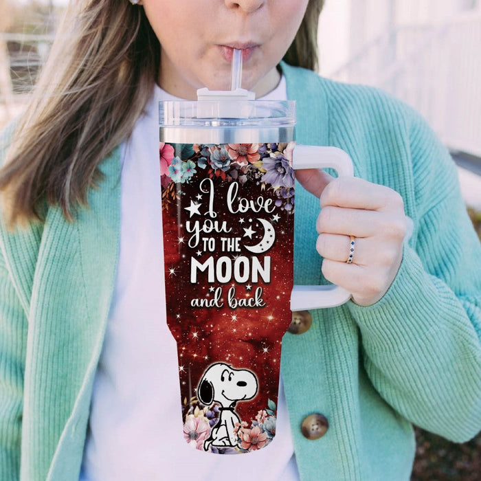 Custom Name Snoopy To The Moon And Back Printed Tumbler