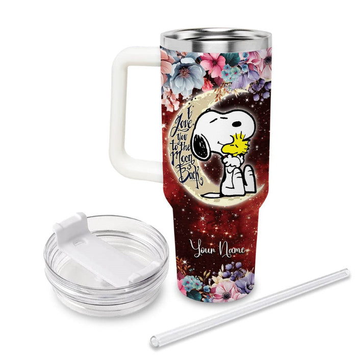 Custom Name Snoopy To The Moon And Back Printed Tumbler