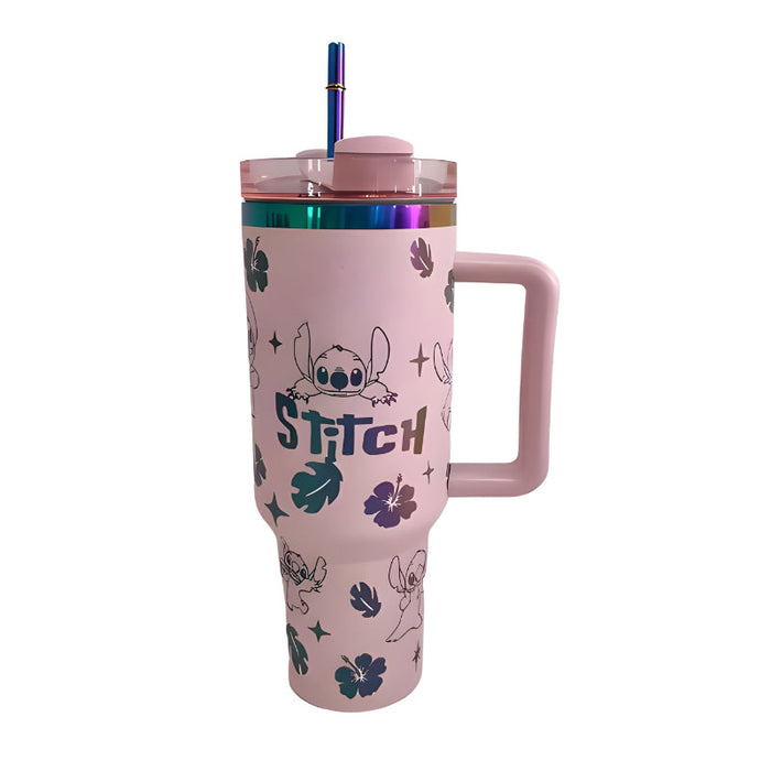 40oz Stitch Inspired Tumbler With Handle And Straw