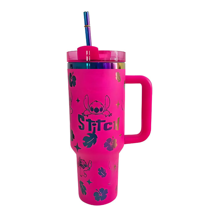 40oz Stitch Inspired Tumbler With Handle And Straw