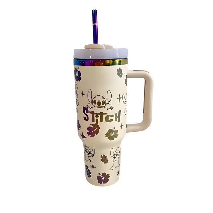 40oz Stitch Inspired Tumbler With Handle And Straw