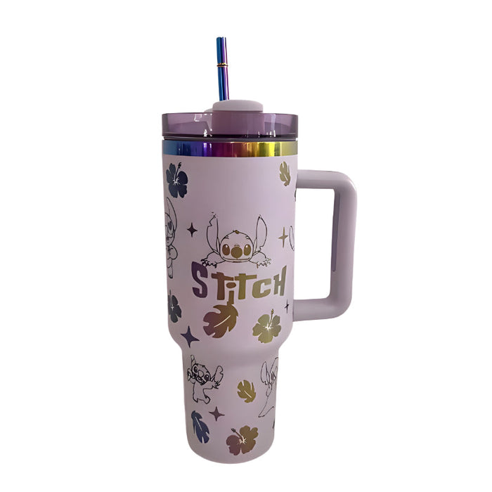 40oz Stitch Inspired Tumbler With Handle And Straw