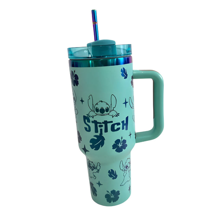 40oz Stitch Inspired Tumbler With Handle And Straw