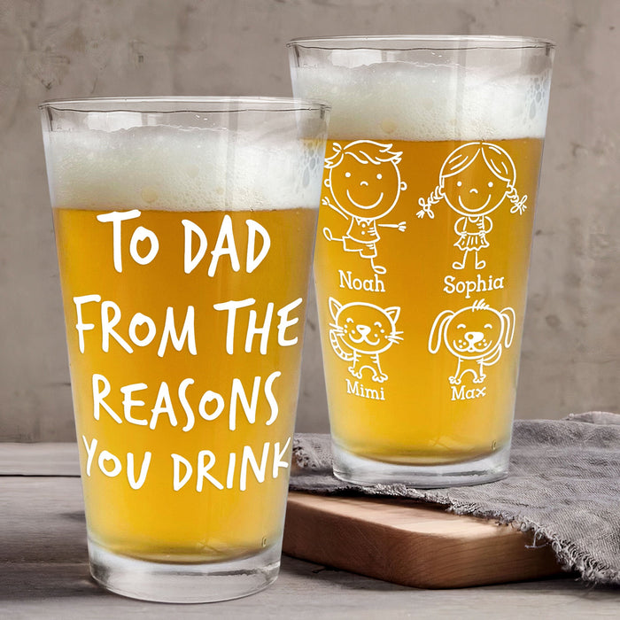 From The Reasons You Drink Fathers Day Gifts For Dad Personalized Glass