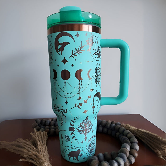 Moons And Lotus Tumbler With Straw