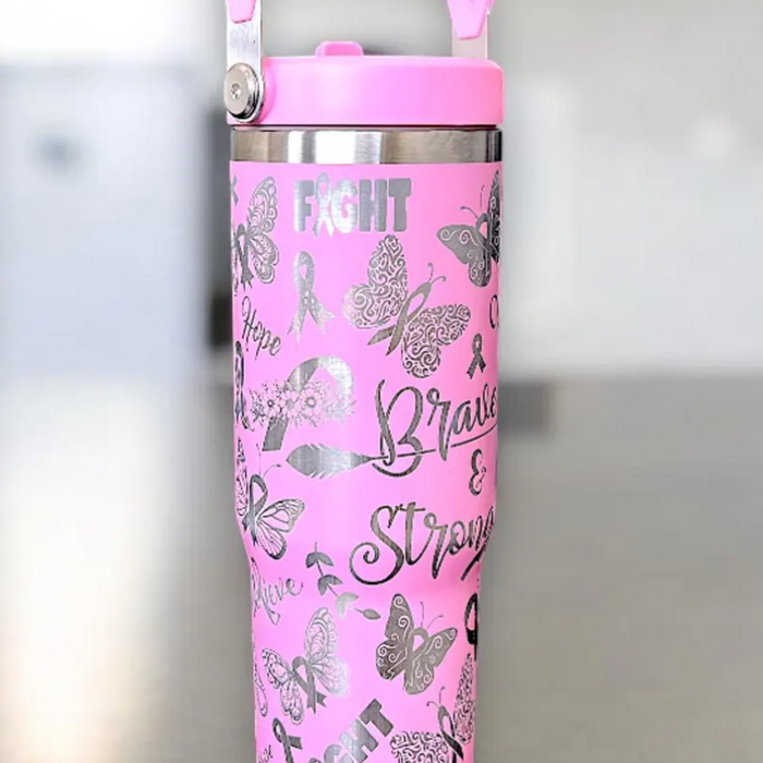 Brave And Strong Printed Spill Resistant Tumbler