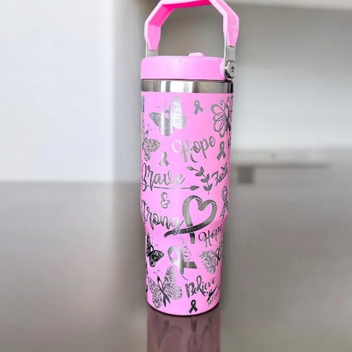 Brave And Strong Printed Spill Resistant Tumbler