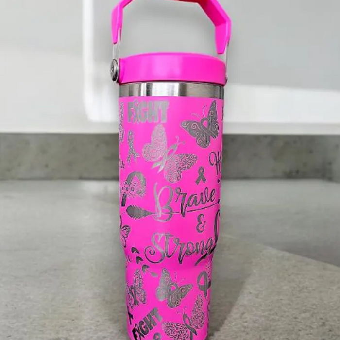 Brave And Strong Printed Spill Resistant Tumbler