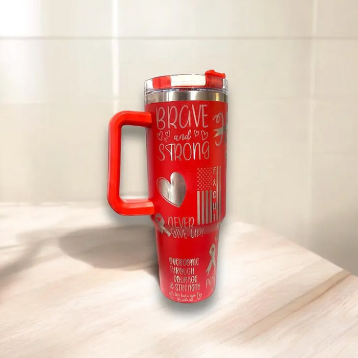 Brave And Strong Printed Quencher Mug With Handle