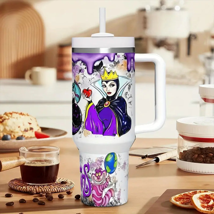 40oz Villains And Cheshire Cat Insulated Tumbler With Handle