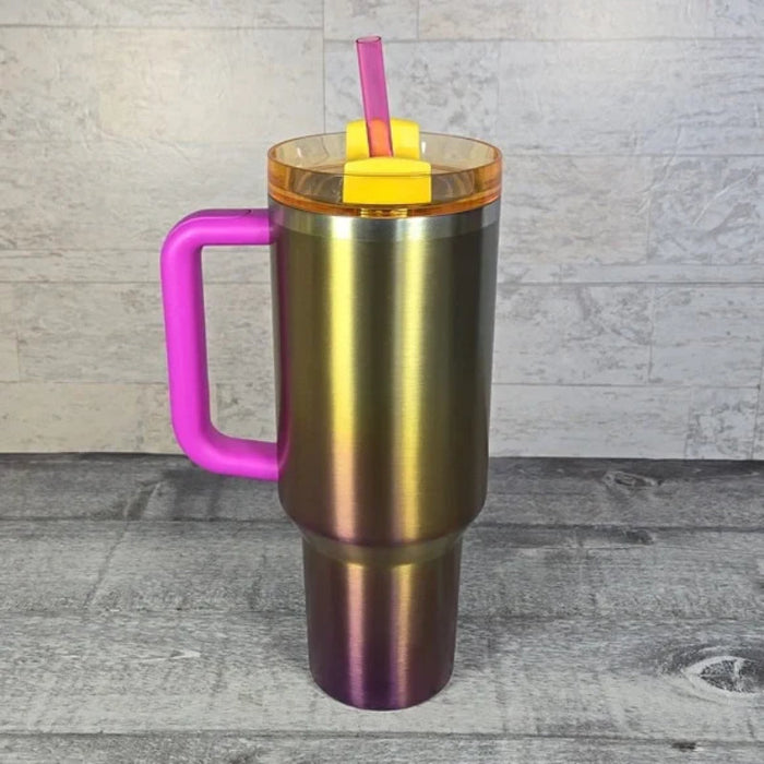 40oz Gradient Travel Tumbler With Handle And Straw