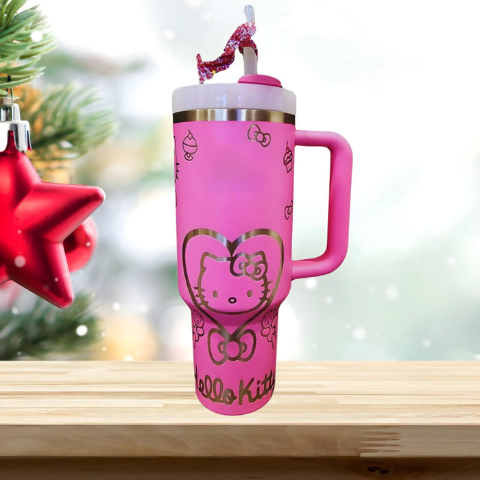 40Oz Hello Kitty Tumbler With Handle And Straw