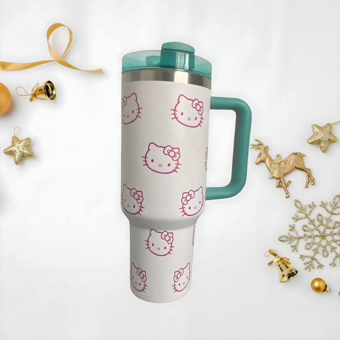 40Oz Hello Kitty Tumbler With Handle And Straw