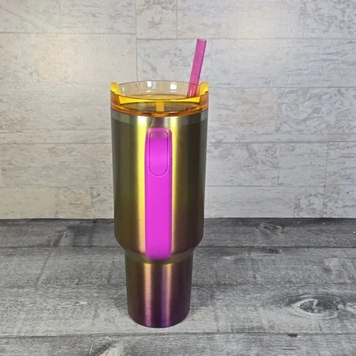 40oz Gradient Travel Tumbler With Handle And Straw