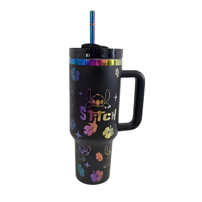 40oz Stitch Inspired Tumbler With Handle And Straw