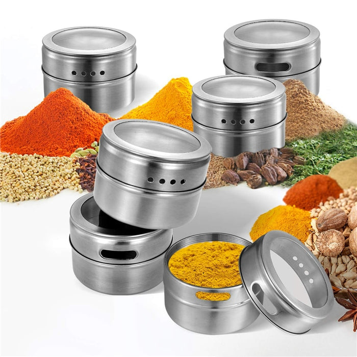 Magnetic Spice Jars with Wall Mounted Shelf