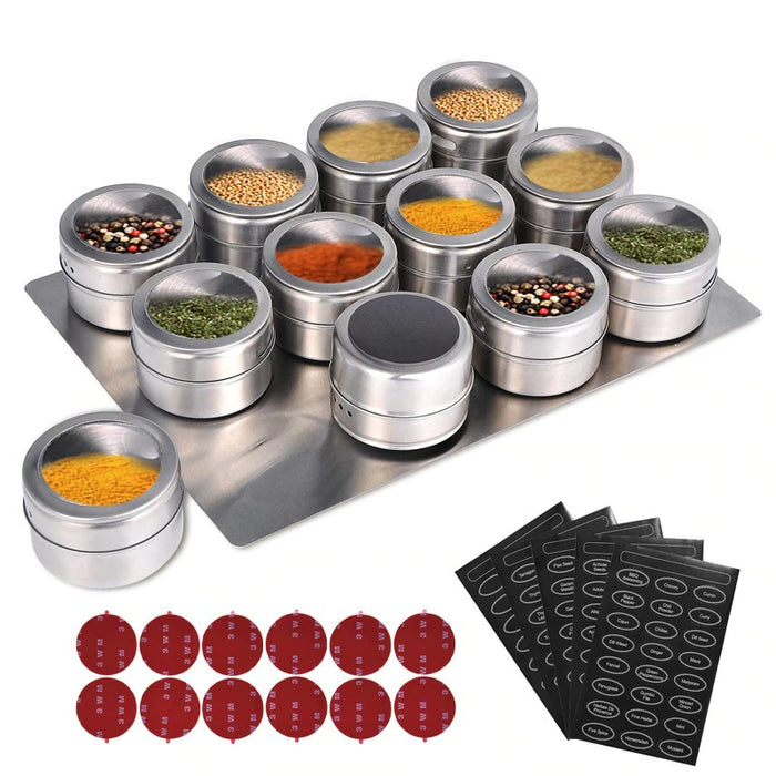 Magnetic Spice Jars with Wall Mounted Shelf