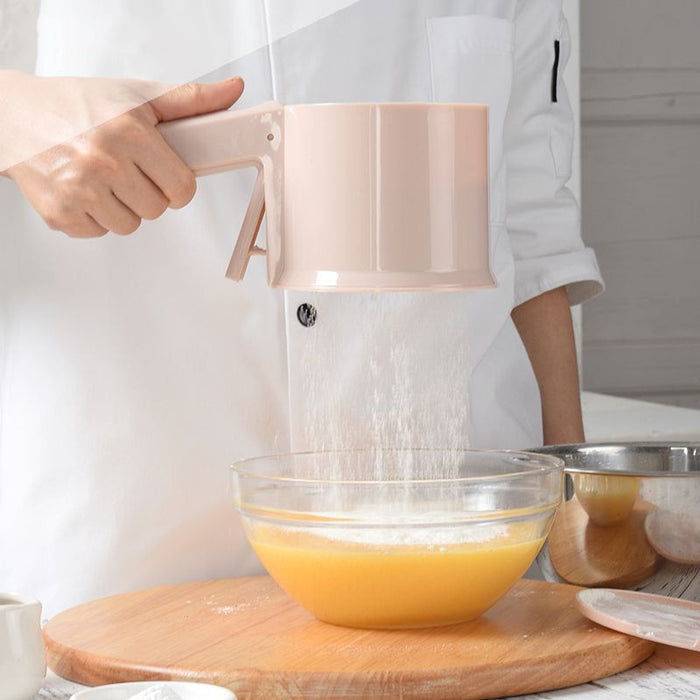 Baking Pastry Tools Plastic Flour Filter Sugar Powder Filter Kitchen Handheld Flour Screen Filter Plastic Cup Shape Machinery