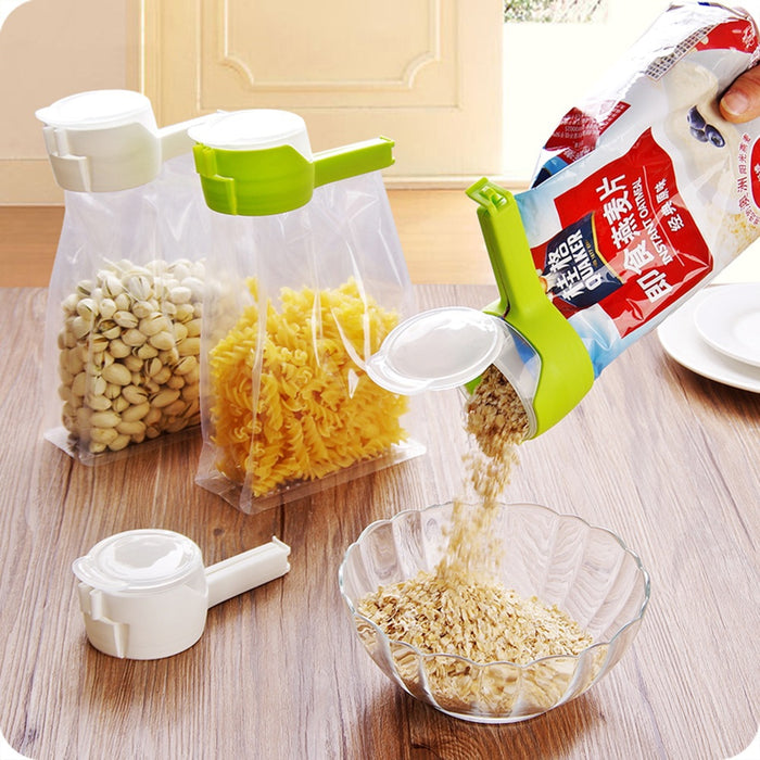 Pour and Seal food storage Bag Clamp