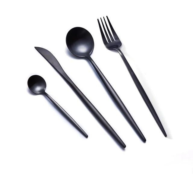 Black Stainless Steel Tableware Set