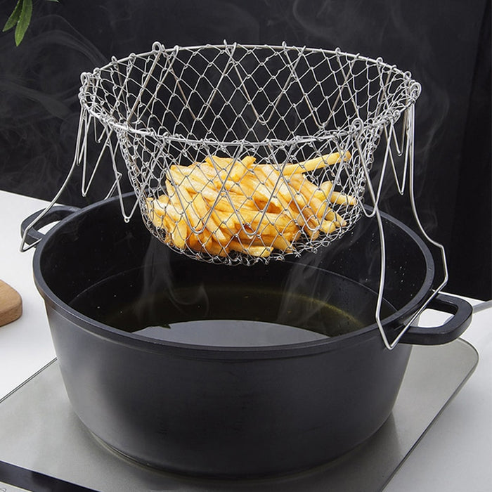 Collapsible Stainless Steel Frying Basket