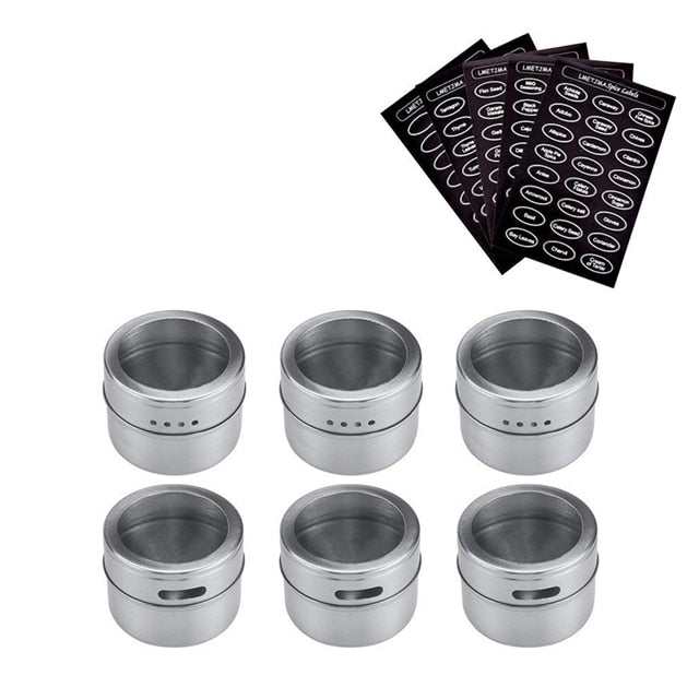 Magnetic Spice Jar Set With Stickers