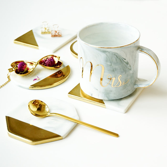 Gold Marble Ceramic Coaster