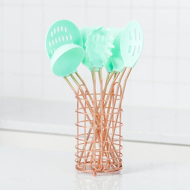 Silicone Cooking Utensils Set With Storage Box (8 pcs)