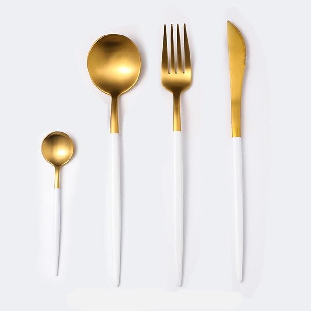 Black & Gold Stainless Steel Cutlery Set