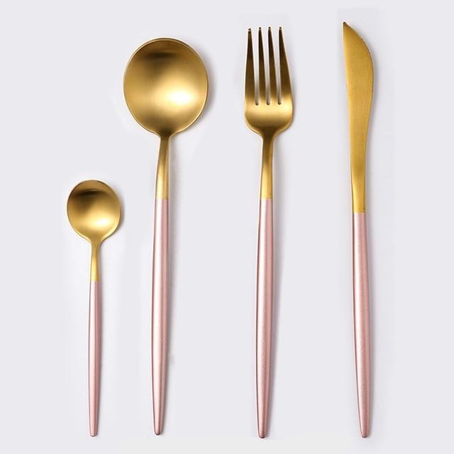 Black & Gold Stainless Steel Cutlery Set