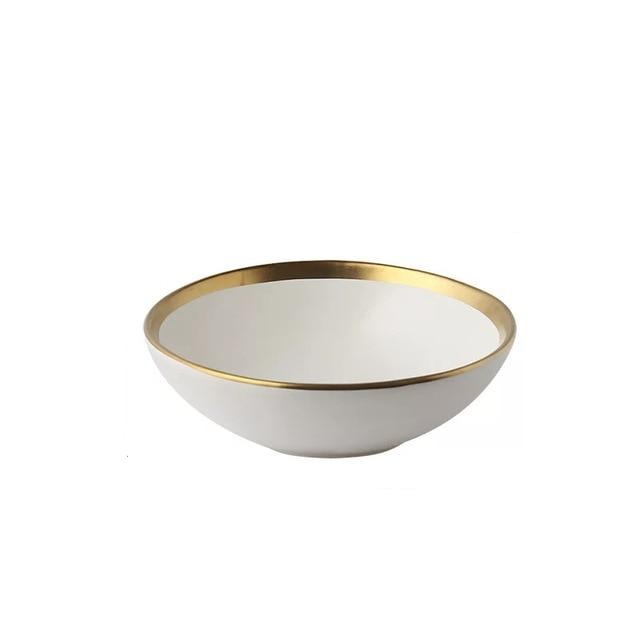 European Gold Ceramic Bowl and Plate